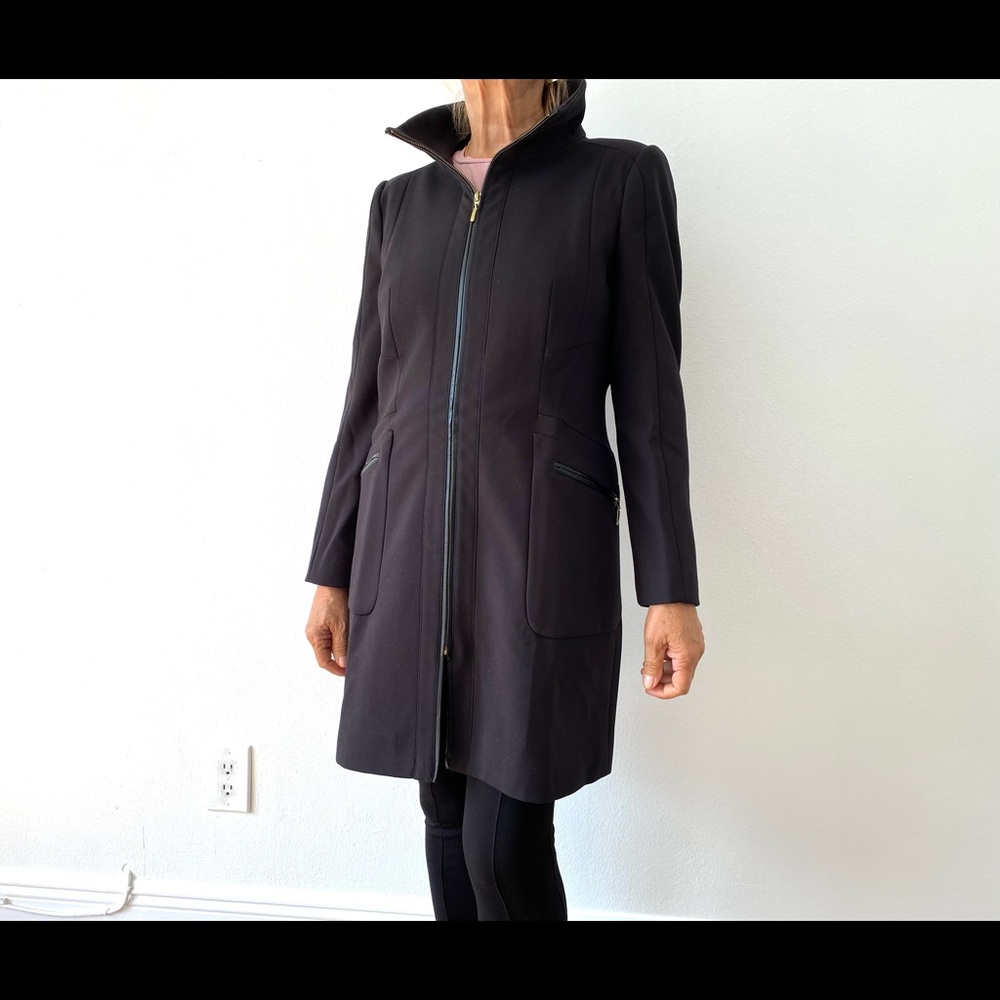 ZARA BASIC BLACK JACKET WITH ZIPPER AND LEATHER DETAIL